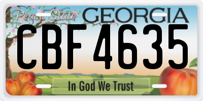 GA license plate CBF4635