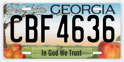 GA license plate CBF4636