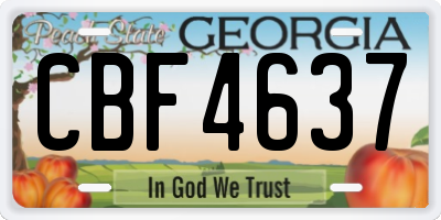 GA license plate CBF4637