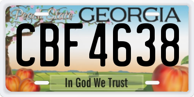 GA license plate CBF4638
