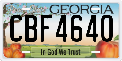 GA license plate CBF4640