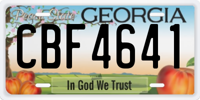GA license plate CBF4641