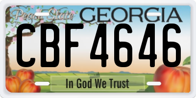 GA license plate CBF4646