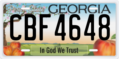 GA license plate CBF4648