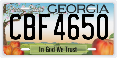 GA license plate CBF4650