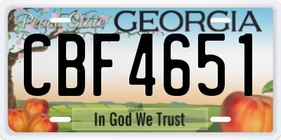 GA license plate CBF4651