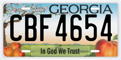 GA license plate CBF4654