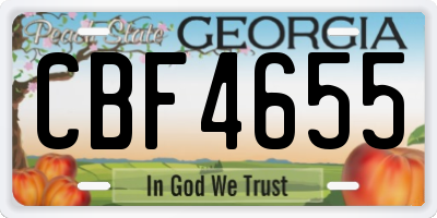 GA license plate CBF4655
