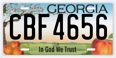 GA license plate CBF4656