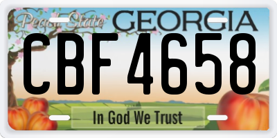 GA license plate CBF4658