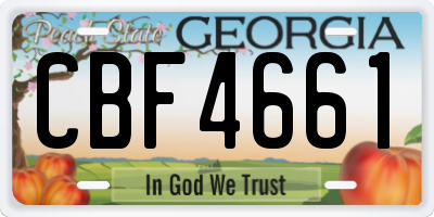 GA license plate CBF4661