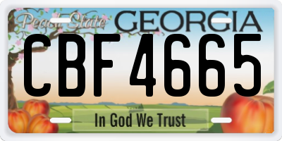 GA license plate CBF4665