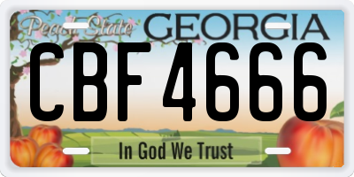 GA license plate CBF4666