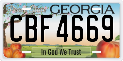 GA license plate CBF4669