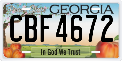 GA license plate CBF4672
