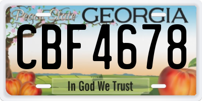 GA license plate CBF4678