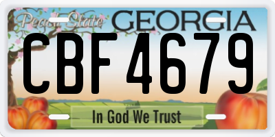 GA license plate CBF4679