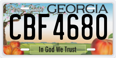 GA license plate CBF4680