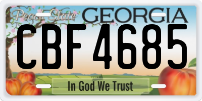GA license plate CBF4685