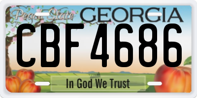 GA license plate CBF4686