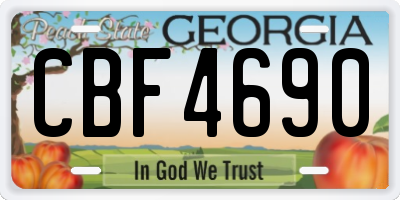 GA license plate CBF4690