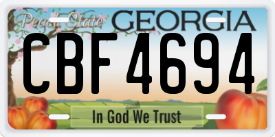 GA license plate CBF4694