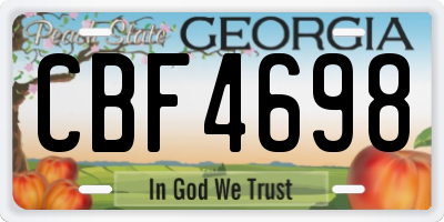 GA license plate CBF4698