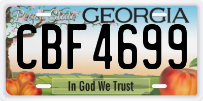 GA license plate CBF4699