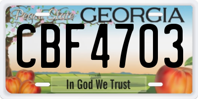 GA license plate CBF4703
