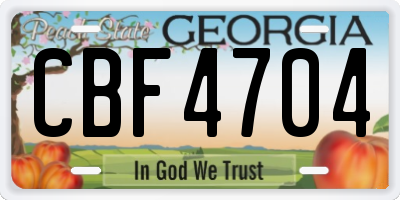 GA license plate CBF4704