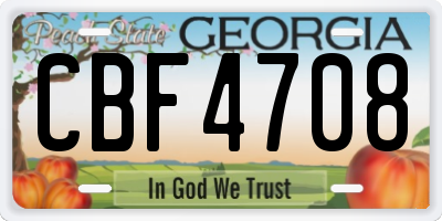 GA license plate CBF4708