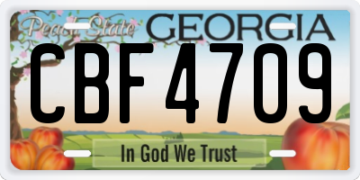 GA license plate CBF4709