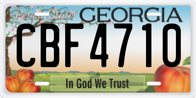 GA license plate CBF4710
