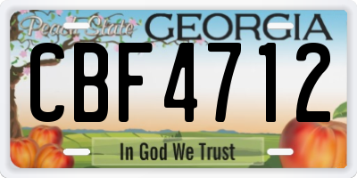 GA license plate CBF4712