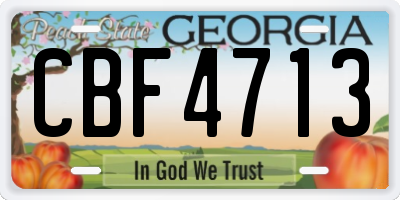 GA license plate CBF4713