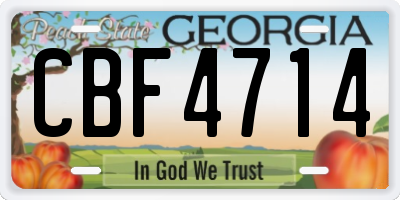 GA license plate CBF4714