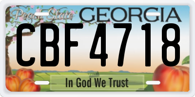 GA license plate CBF4718