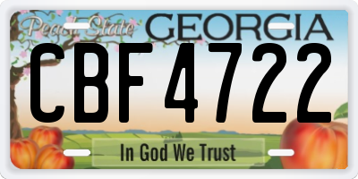 GA license plate CBF4722