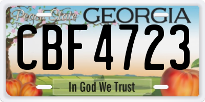 GA license plate CBF4723