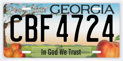 GA license plate CBF4724
