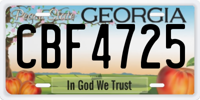 GA license plate CBF4725