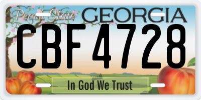 GA license plate CBF4728