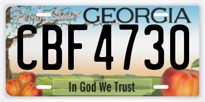 GA license plate CBF4730