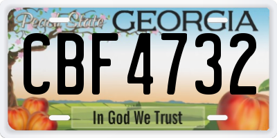 GA license plate CBF4732