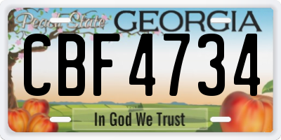 GA license plate CBF4734