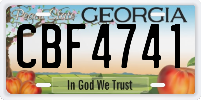 GA license plate CBF4741