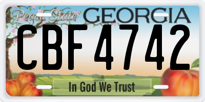 GA license plate CBF4742