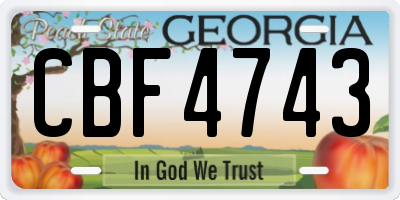 GA license plate CBF4743