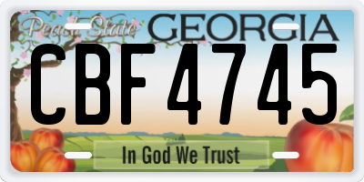 GA license plate CBF4745