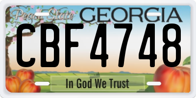 GA license plate CBF4748
